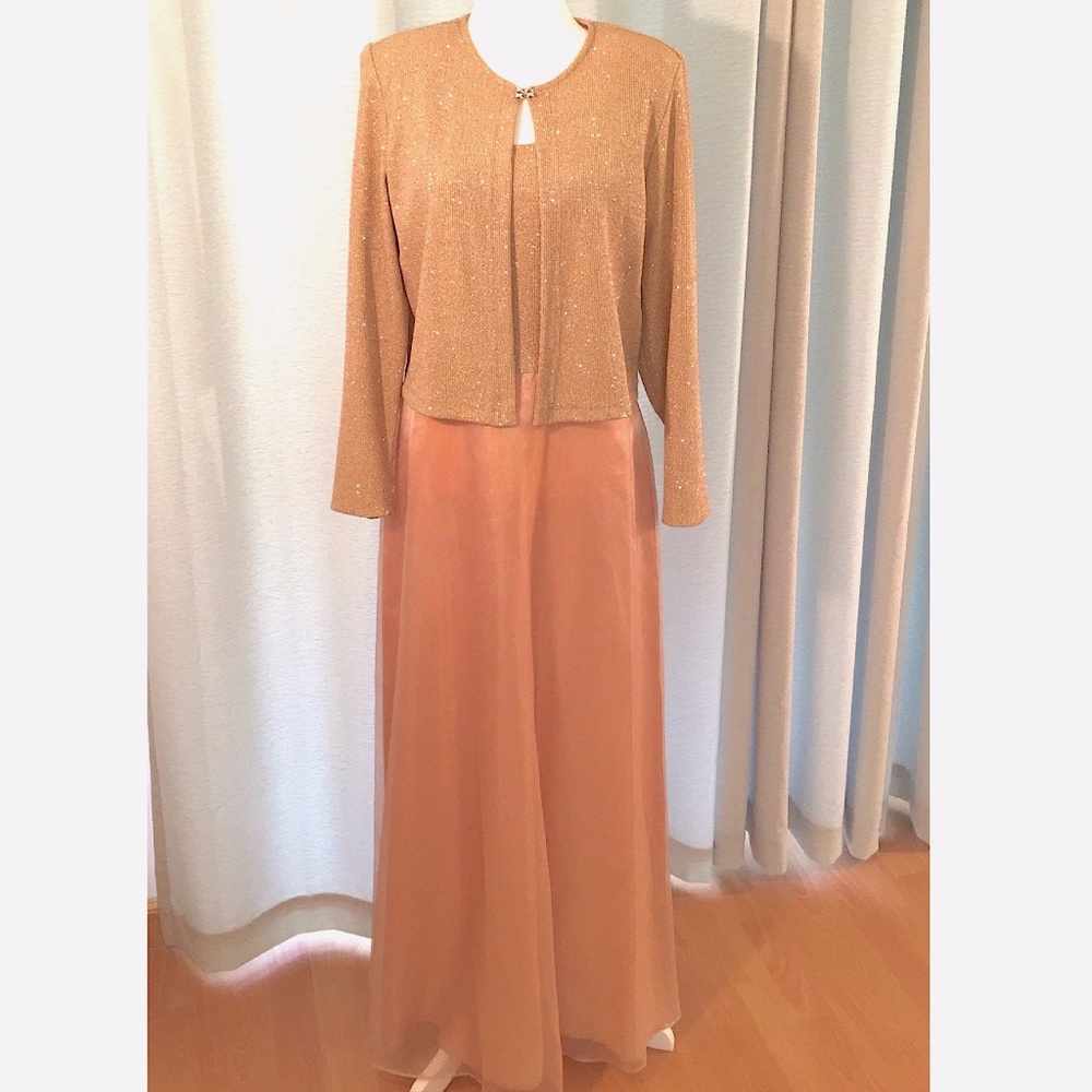 "Patra" Gold Metallic & Organza Evening Dress